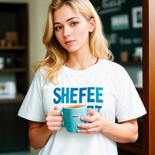 Person drinking coffee with a sleep-themed shirt