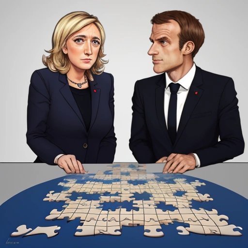 Macron and Le Pen as puzzle pieces