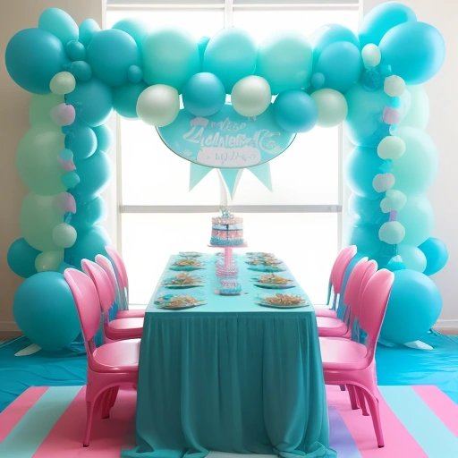 Teal-themed gender reveal party