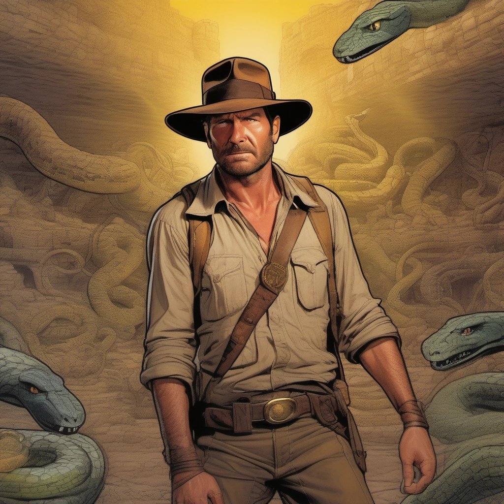 Cautious Indy looking at snakes, represented as code filled with errors