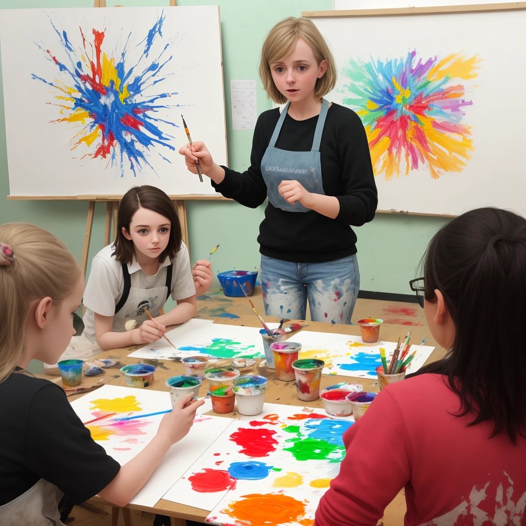 Emma teaching an art workshop