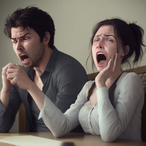 Woman yawning while partner looks frustrated