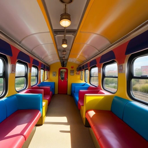 Colorful train and railway televisions