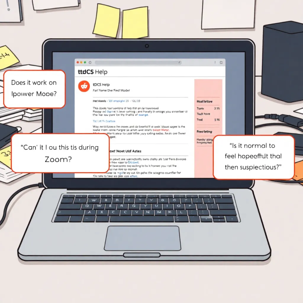 Support forum chaos: modern medical questions as comment bubbles