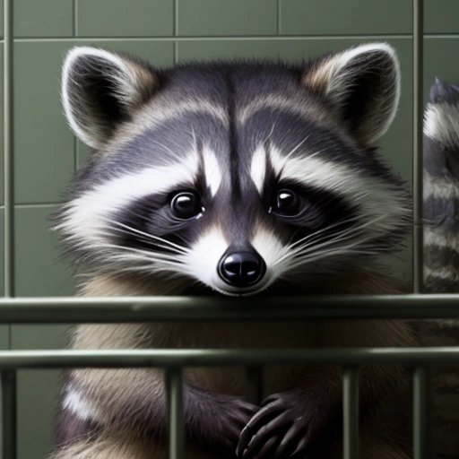 Raccoon in a jail cell