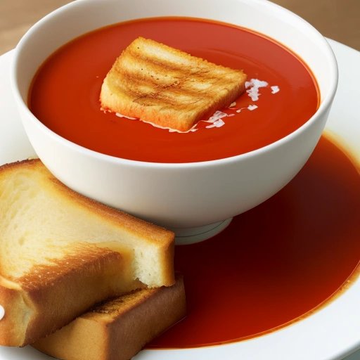 Tomato soup and grilled cheese sandwich close-up