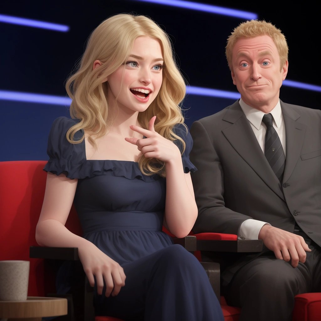 Emily being interviewed on a talk show
