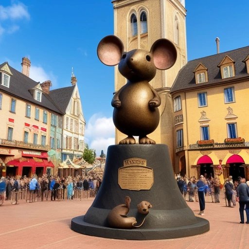 Mouse statue in town square, symbolizing the super mouse's journey
