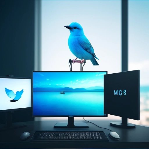 Twitter bird on a computer monitor