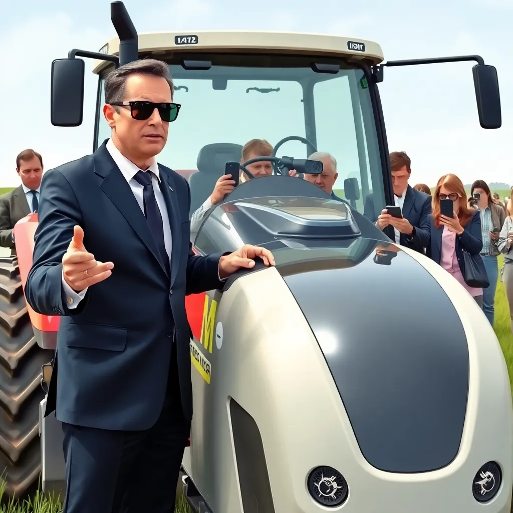 Étienne L’Écroux, Chief Agricultural Visionary, addresses the press