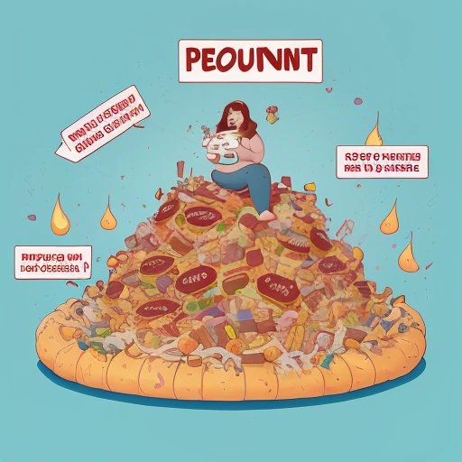 Illustration of person eating junk food and becoming thinner