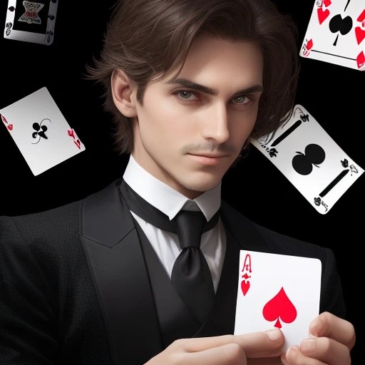 Magician with deck of parenthesized cards
