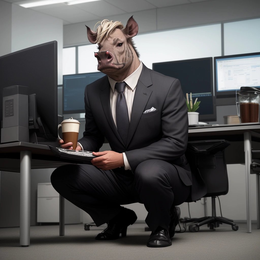 Kneeling warthog