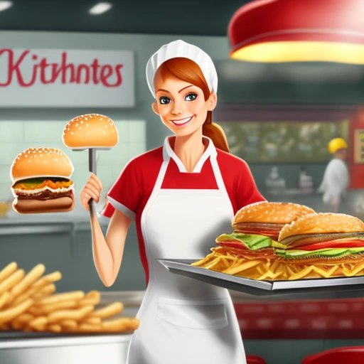 Linda in a fast-food kitchen