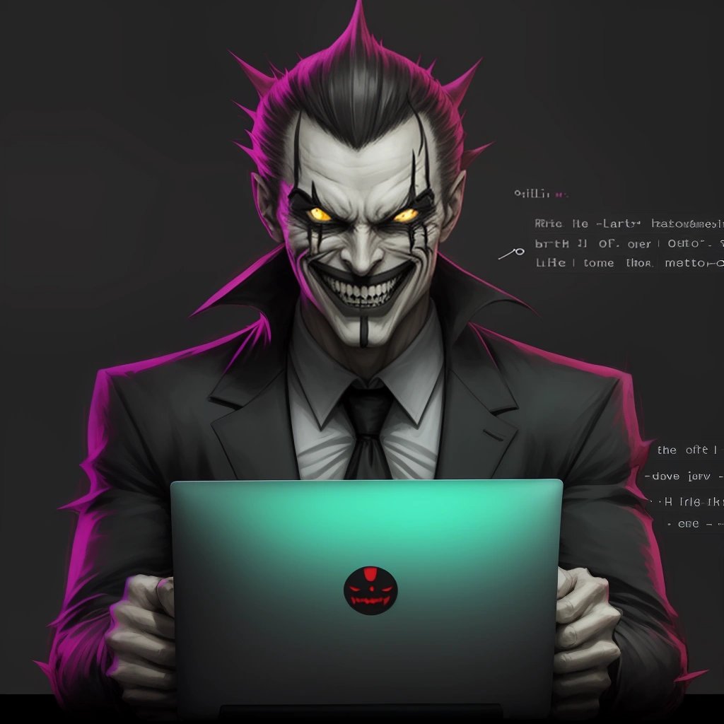 Supervillain with a laptop