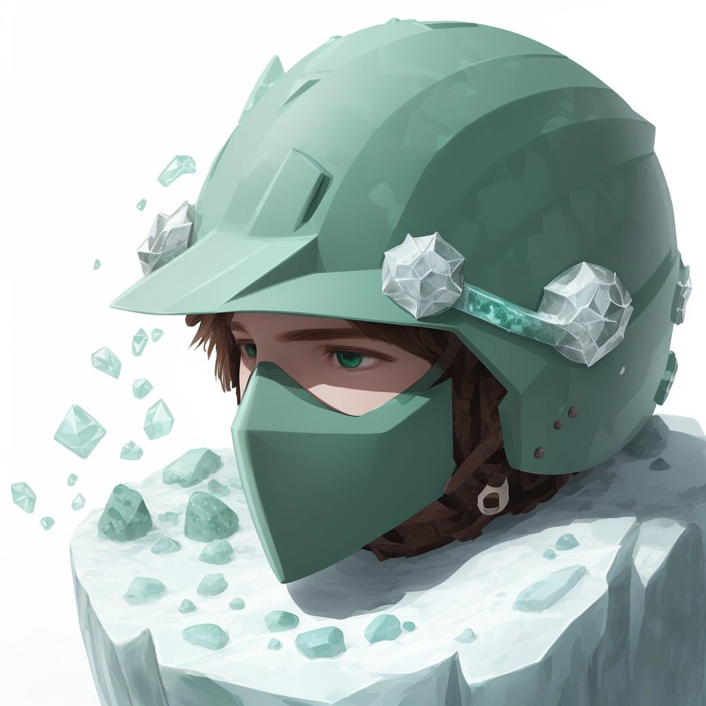 Minty green helmet with stones