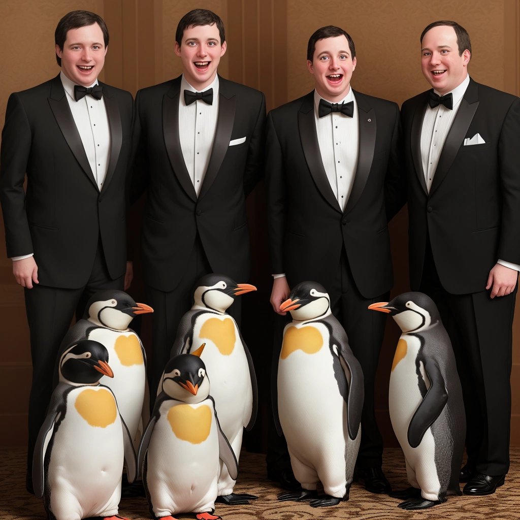 Penguin cabinet members posing for a photo