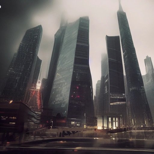 Dystopian city in the future