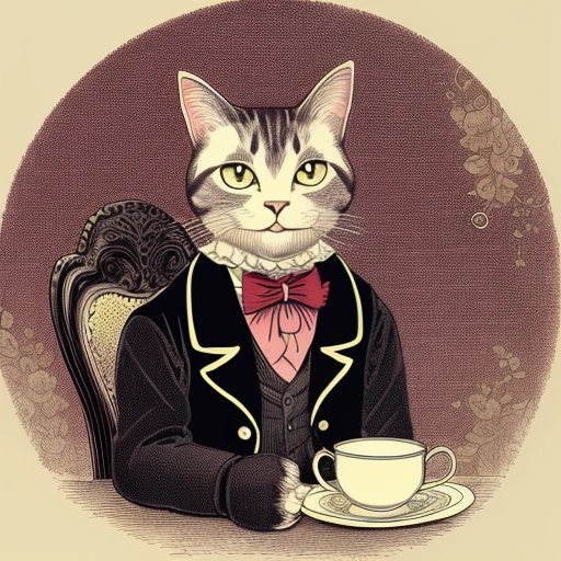 Elegant tea-loving cat