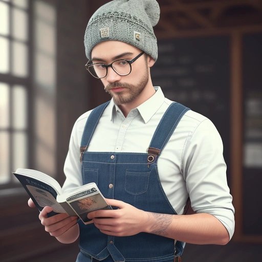 Hipster reading tech magazine