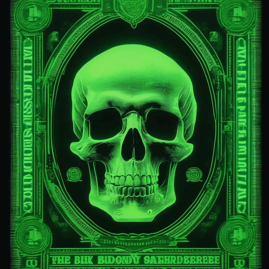 Glow-in-the-dark skull twenty-dollar bill