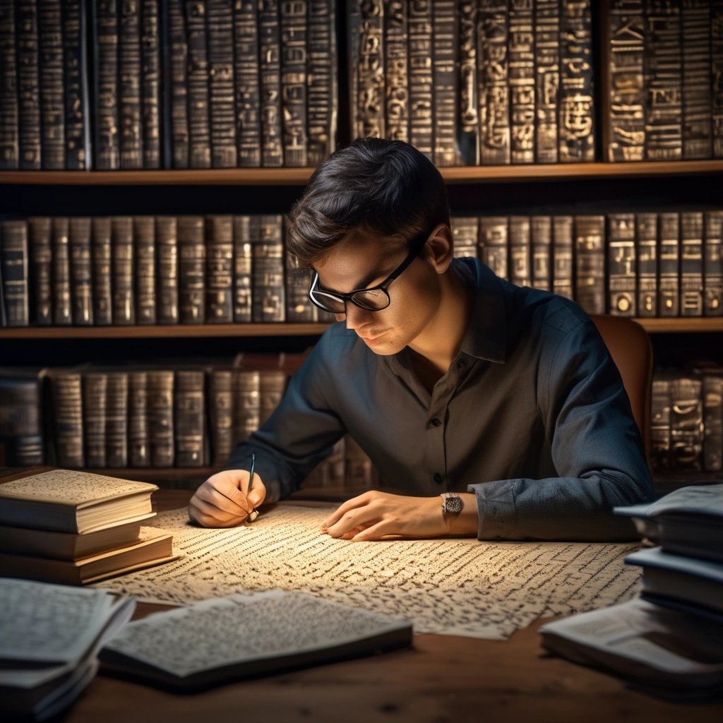 Person deciphering codes and ciphers