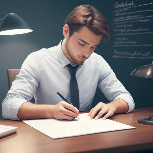 Man writing on paper with a quill pen