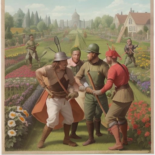 Whimsical showdown between gardeners and authority figures