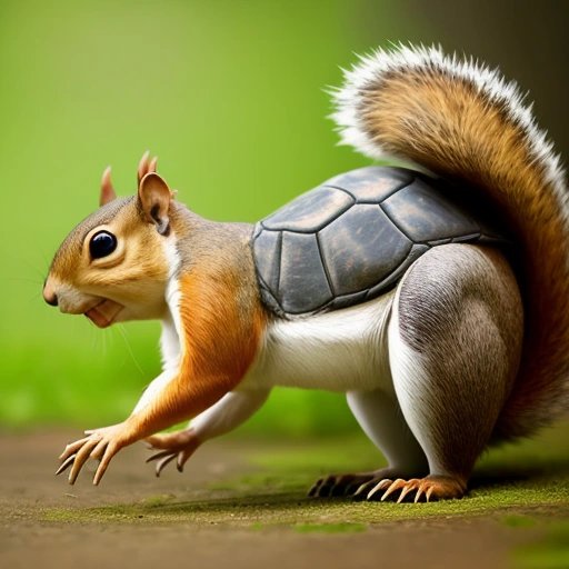 Squirrel and turtle playing together