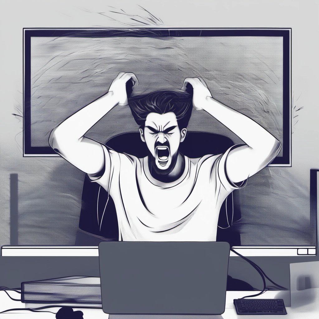 Frustrated user with Linux wallpaper