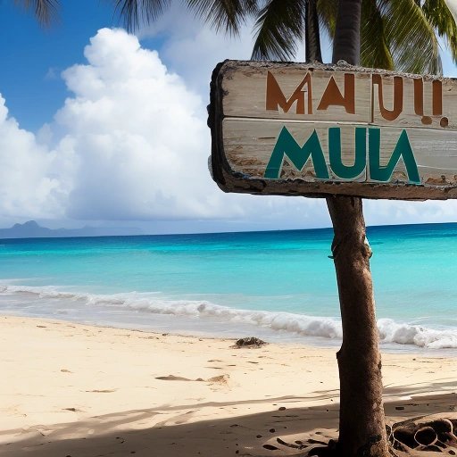 Weathered Maui sign on a beach