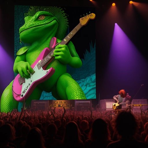 Audience enthralled by the lizard guitar