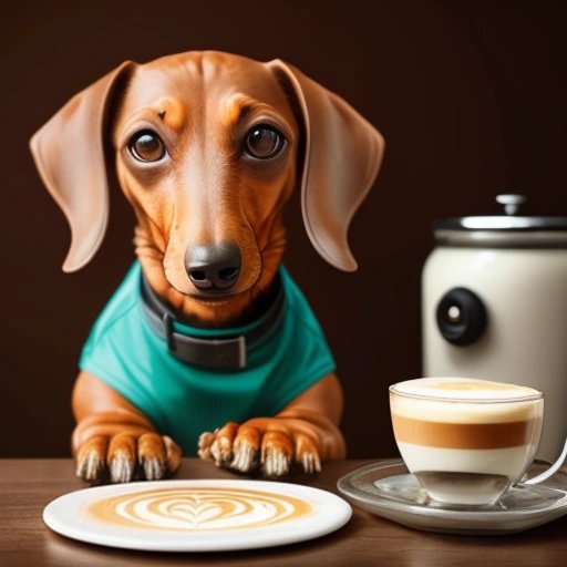 Dachshund making cappuccino