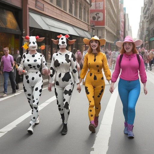 Crowd of people dressed as cows on Cow Appreciation Day