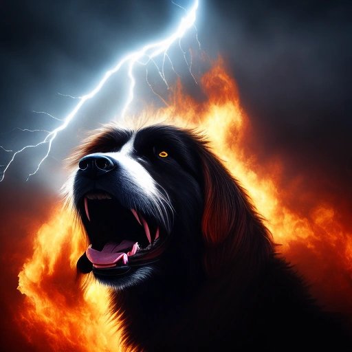 Cujo on fire with lightning