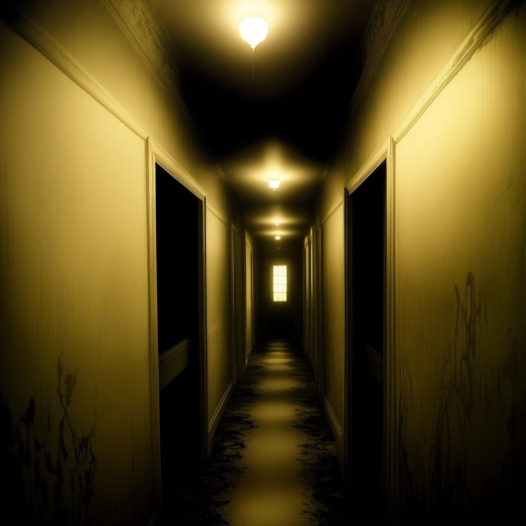 Eerie hallway in the Backrooms