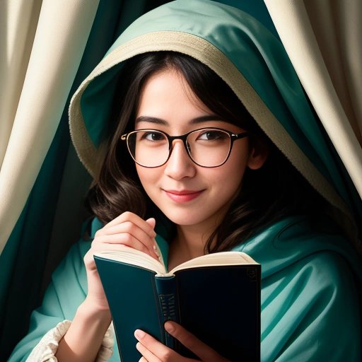 Author hiding with mischievous smile