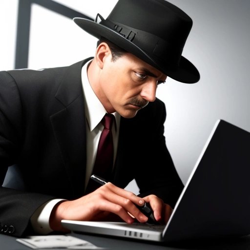 Private investigator examining articles