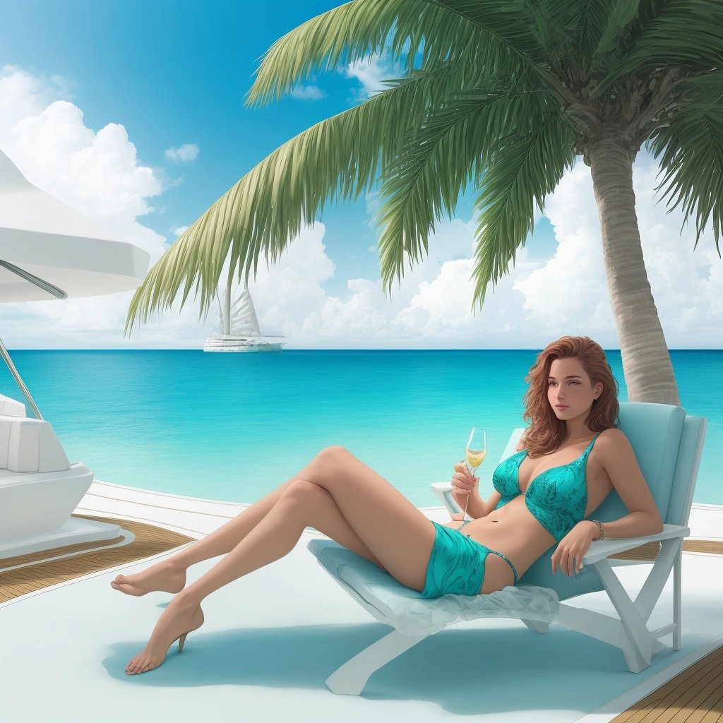 Person lounging on a yacht