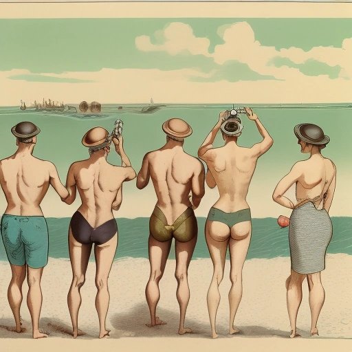 Men with binoculars admiring large breasts