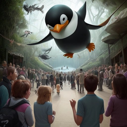Visitors in the zoo captivated by the legend of the Penguin of Doom