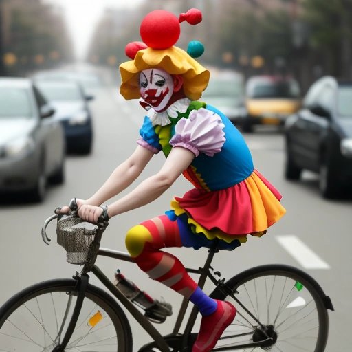 Clown riding a bicycle