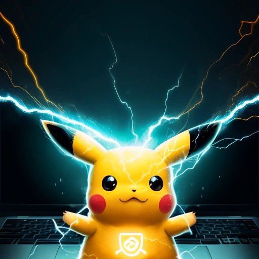 Pikachu hacking into a computer system