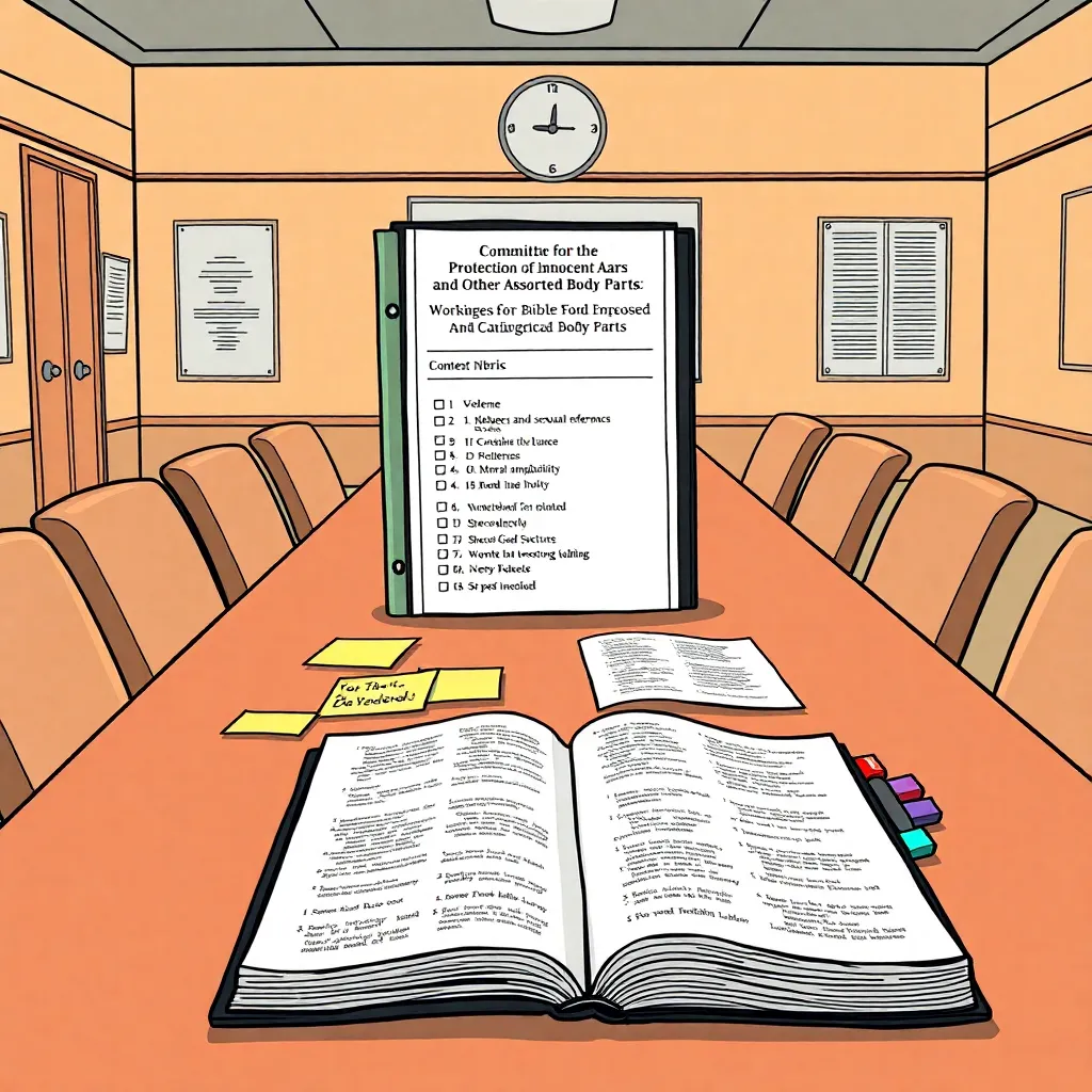 Committee review table with “rubric” and highlighted passages