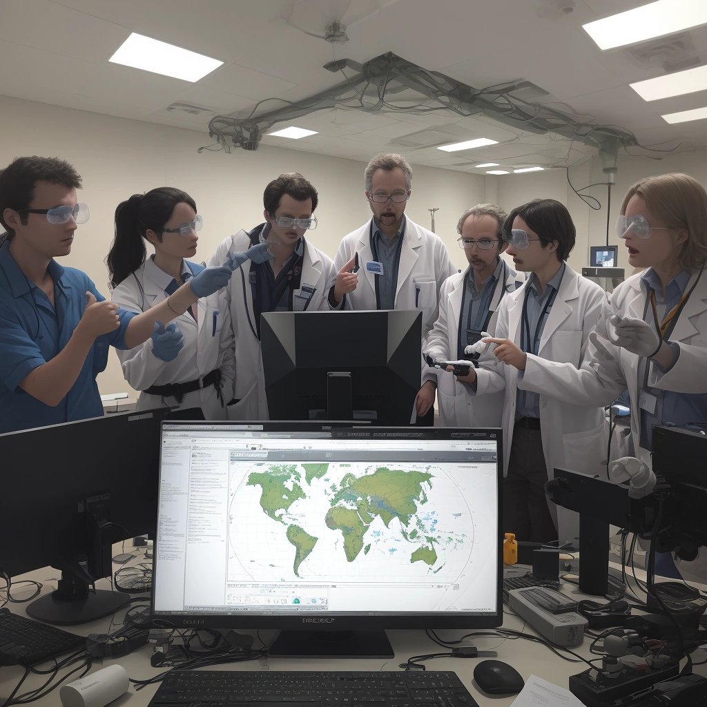 Scientists looking astounded at seismic data