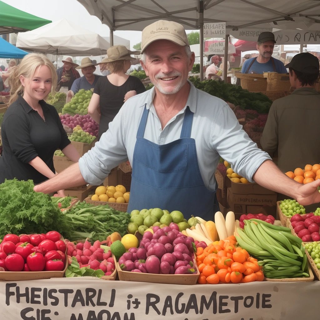 Farmer selling fresh produce at a farmers market