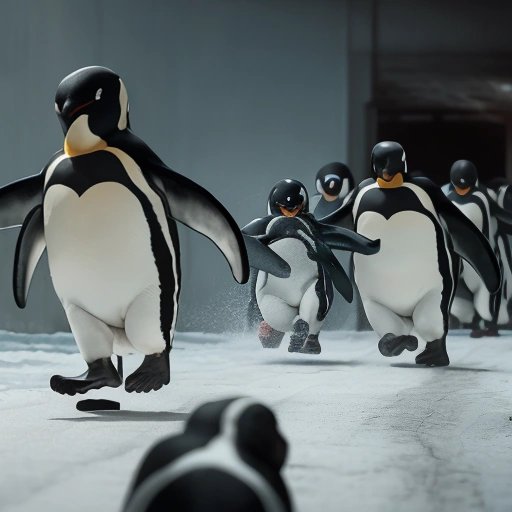 The Zookeepers and staff members attempting to capture the Penguin of Doom