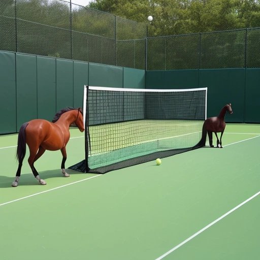 Animals playing tennis