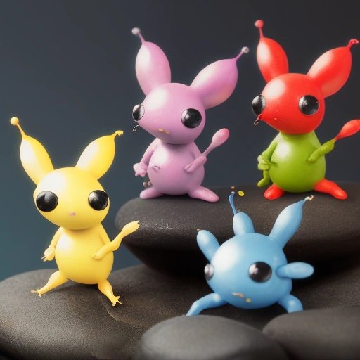 Close-up of various type of Pikmin figures