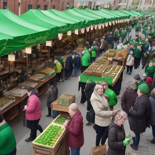 St. Patrick's Day market filled with green-themed merchandise